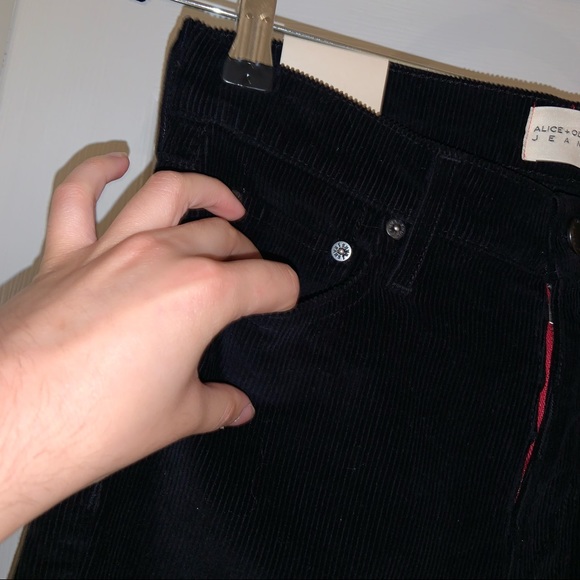 Alice and Olivia Good High Rise Ankle Skinny Black Corduroy –– NWT - Picture 6 of 14